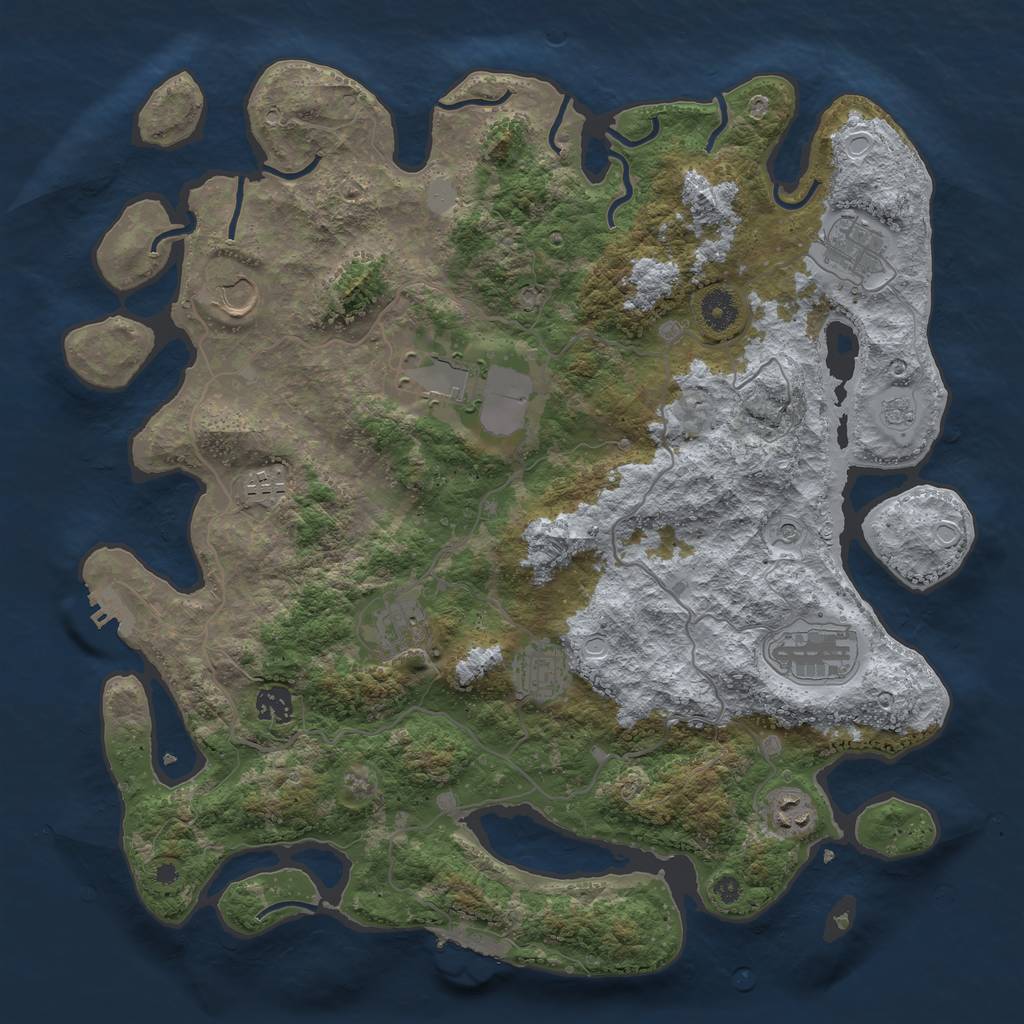 Rust Map: Procedural Map, Size: 4000, Seed: 454067468, 18 Monuments
