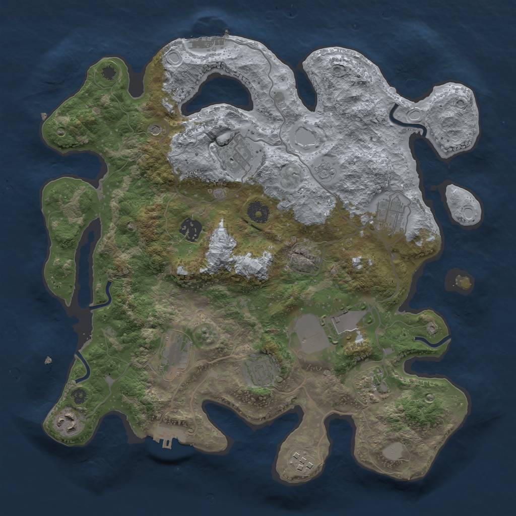 Rust Map: Procedural Map, Size: 3500, Seed: 25953039, 18 Monuments