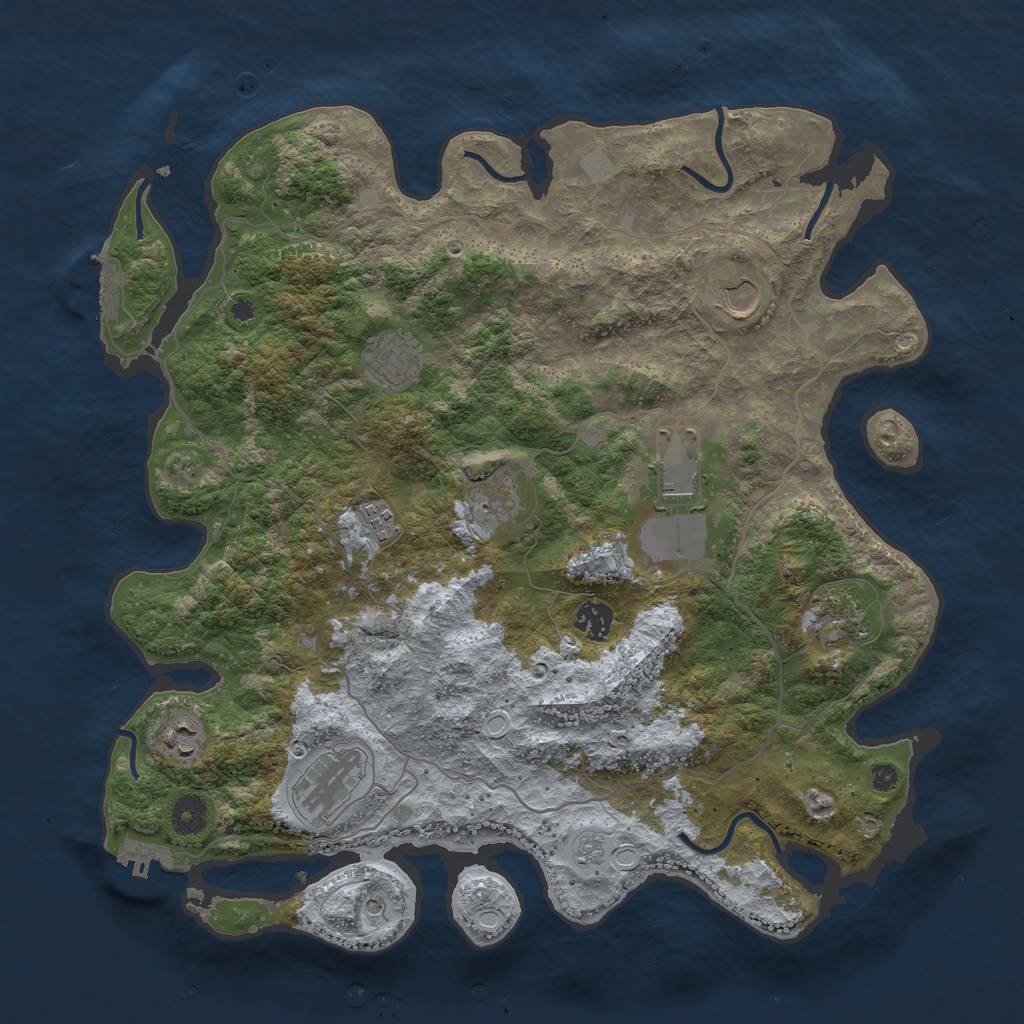 Rust Map: Procedural Map, Size: 4000, Seed: 20458000, 18 Monuments