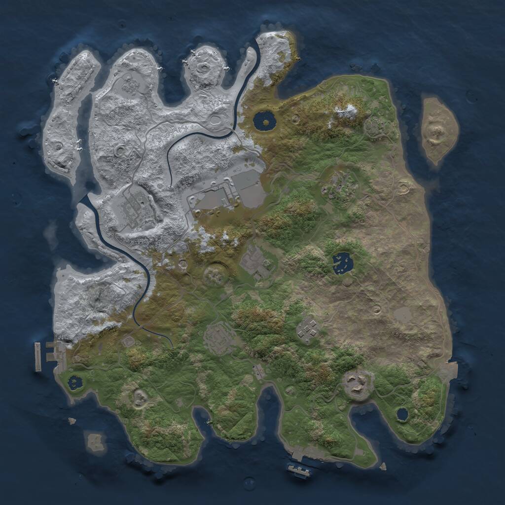 Rust Map: Procedural Map, Size: 3500, Seed: 73621, 14 Monuments