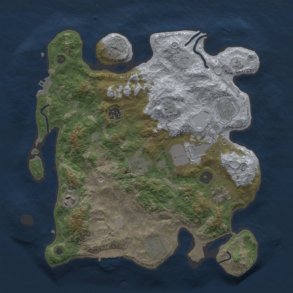 Rust Map: Procedural Map, Size: 3500, Seed: 26391317, 17 Monuments