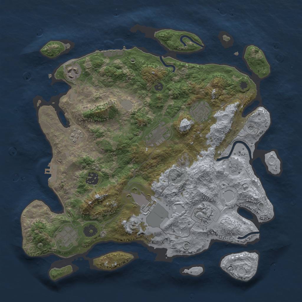 Rust Map: Procedural Map, Size: 3500, Seed: 1108234204, 17 Monuments