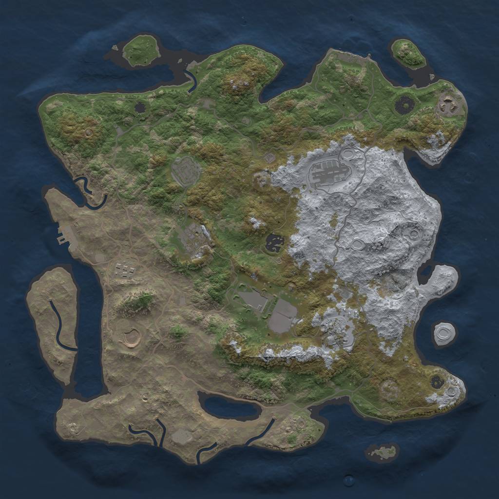 Rust Map: Procedural Map, Size: 4000, Seed: 533655617, 17 Monuments