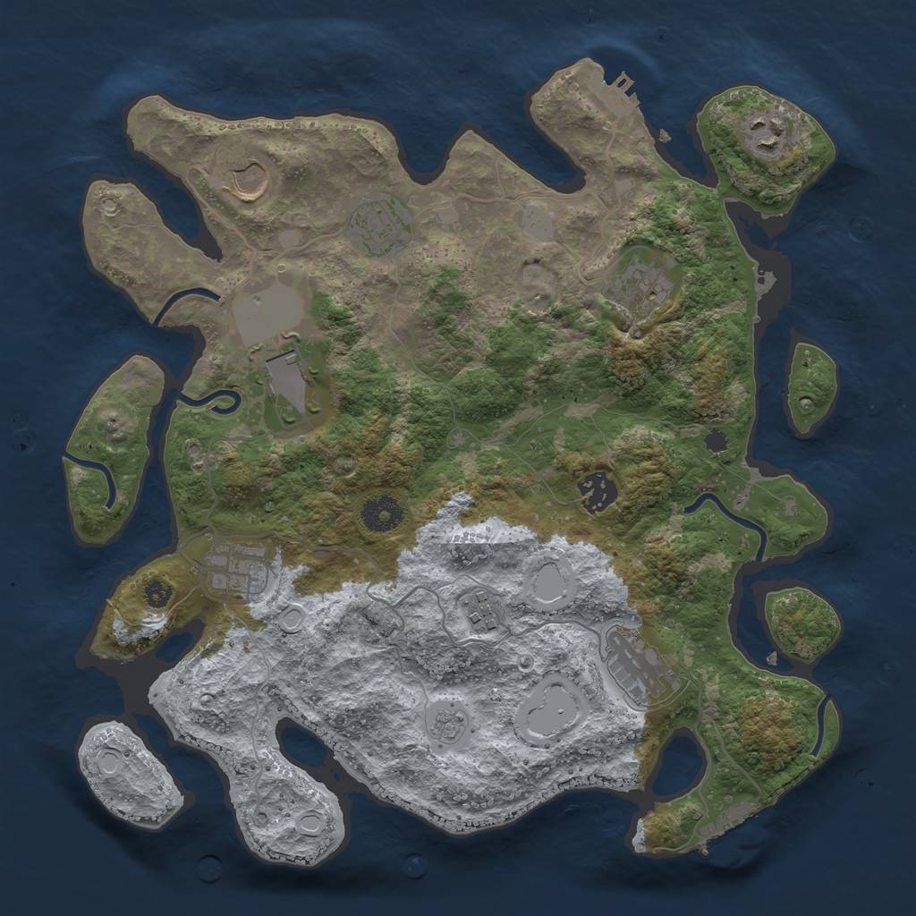 Rust Map: Procedural Map, Size: 3500, Seed: 1265454300, 17 Monuments