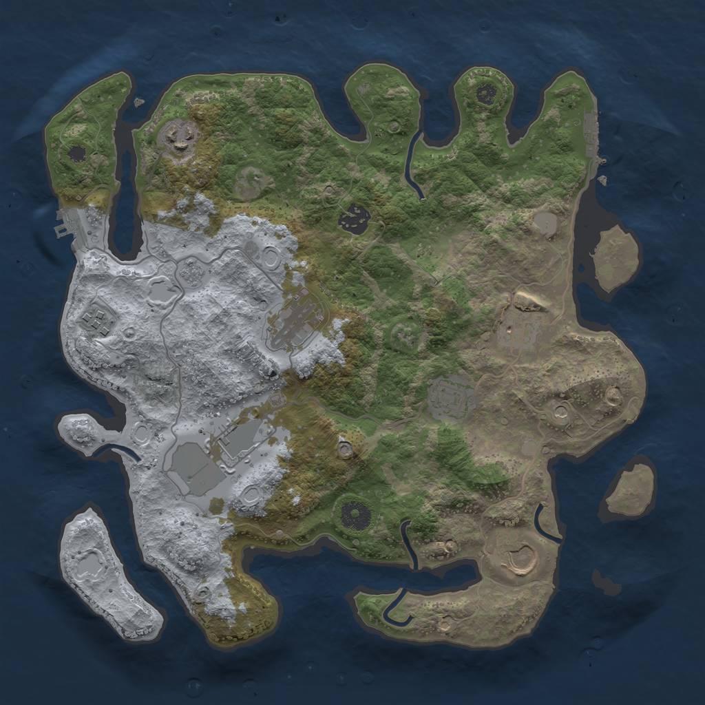 Rust Map: Procedural Map, Size: 3500, Seed: 85823620, 17 Monuments