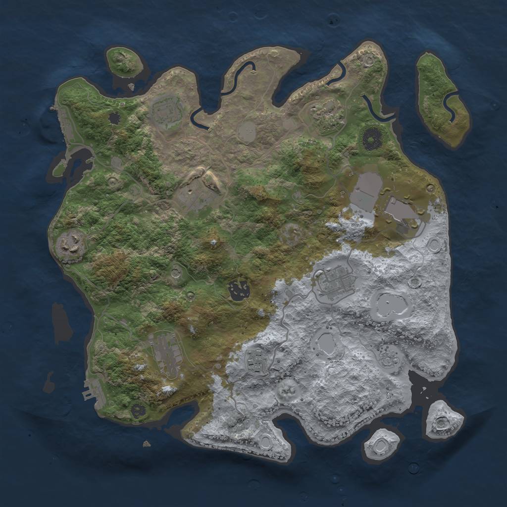 Rust Map: Procedural Map, Size: 3500, Seed: 10537982, 18 Monuments
