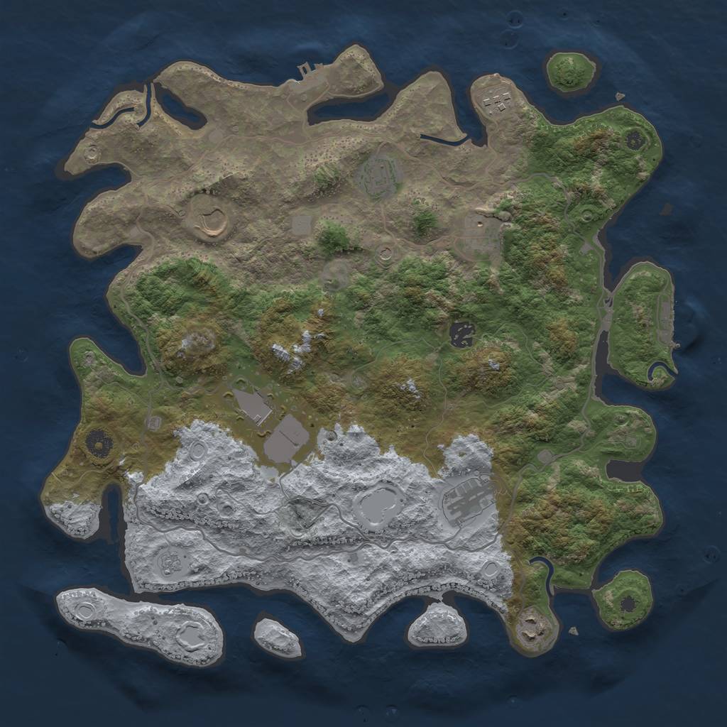 Rust Map: Procedural Map, Size: 4000, Seed: 94671192, 17 Monuments