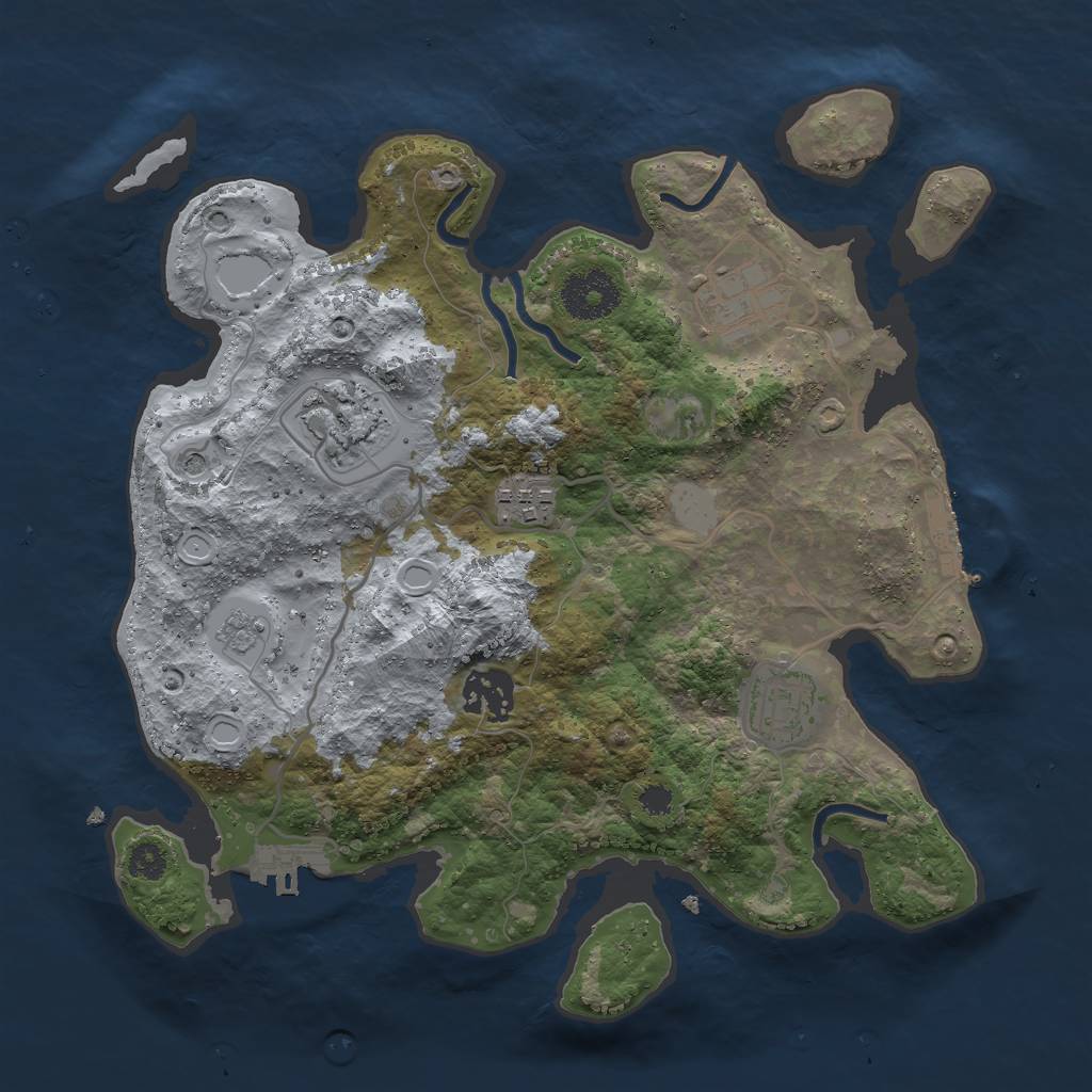 Rust Map: Procedural Map, Size: 3000, Seed: 20586, 14 Monuments