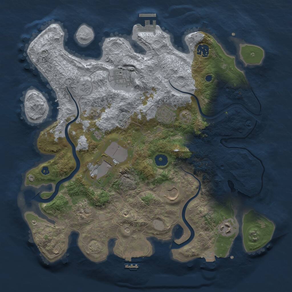 Rust Map: Procedural Map, Size: 3500, Seed: 101688639, 14 Monuments