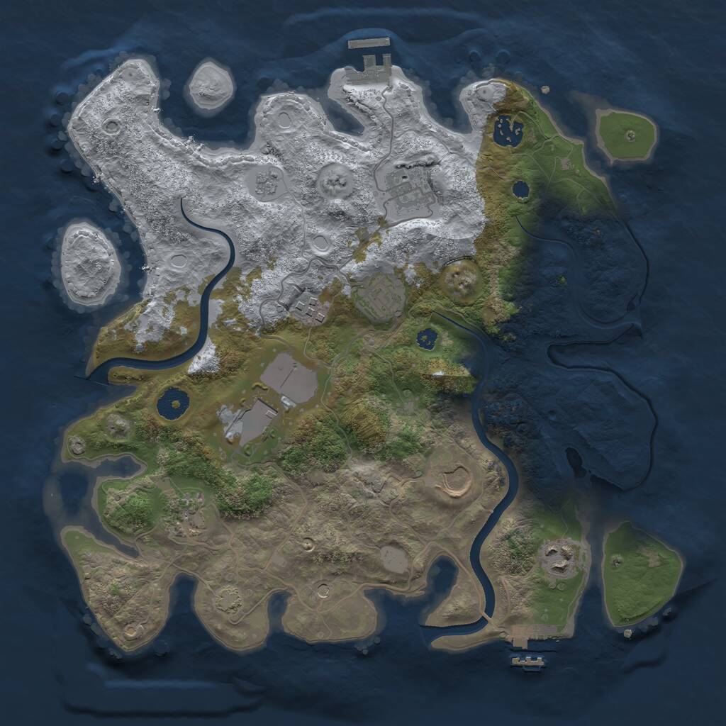 Rust Map: Procedural Map, Size: 3500, Seed: 101688639, 14 Monuments