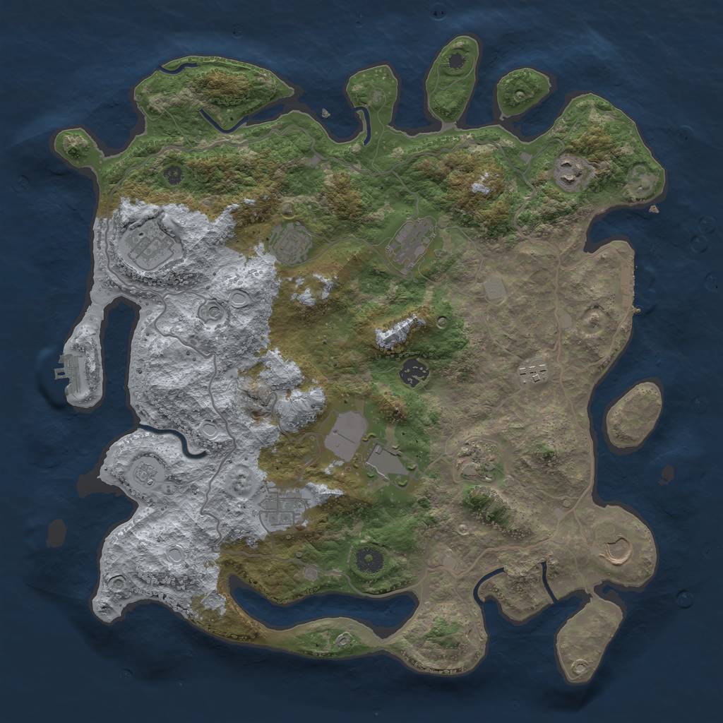 Rust Map: Procedural Map, Size: 4000, Seed: 5757, 19 Monuments