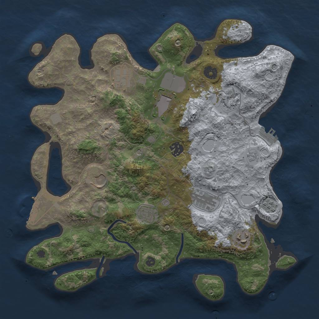 Rust Map: Procedural Map, Size: 3500, Seed: 390804809, 18 Monuments