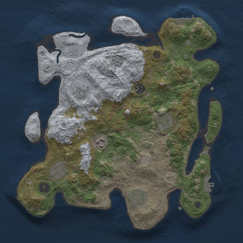 Rust Map: Procedural Map, Size: 3400, Seed: 249145, 16 Monuments