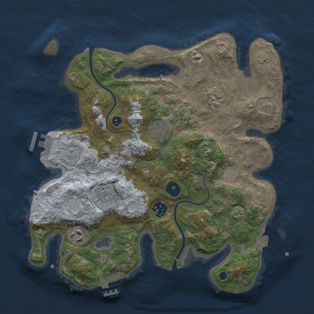 Rust Map: Procedural Map, Size: 3250, Seed: 748397769, 11 Monuments