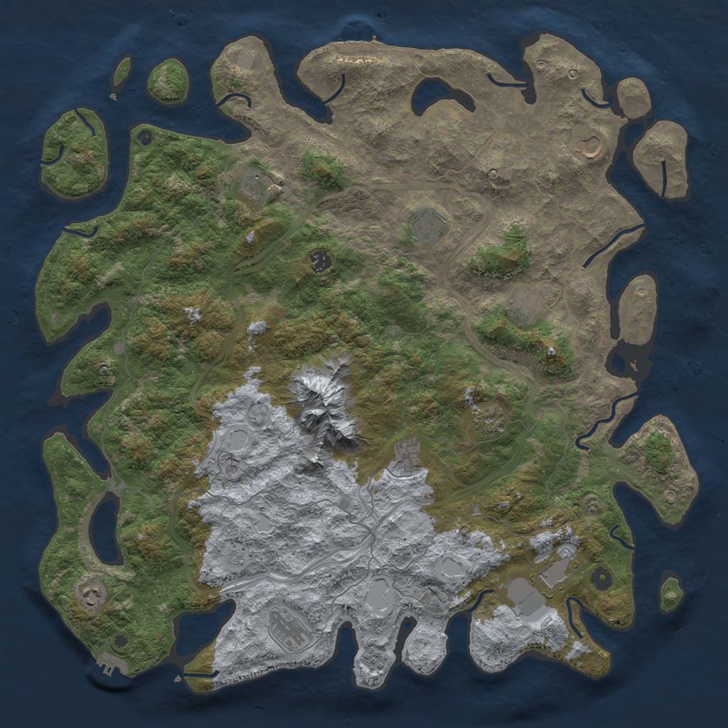 Rust Map: Procedural Map, Size: 5000, Seed: 621972, 20 Monuments