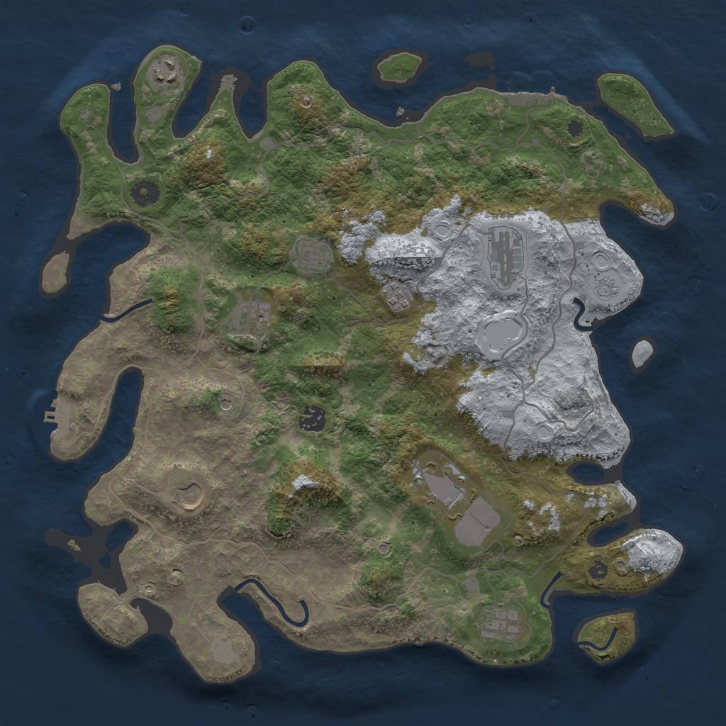 Rust Map: Procedural Map, Size: 4000, Seed: 1911202213, 18 Monuments