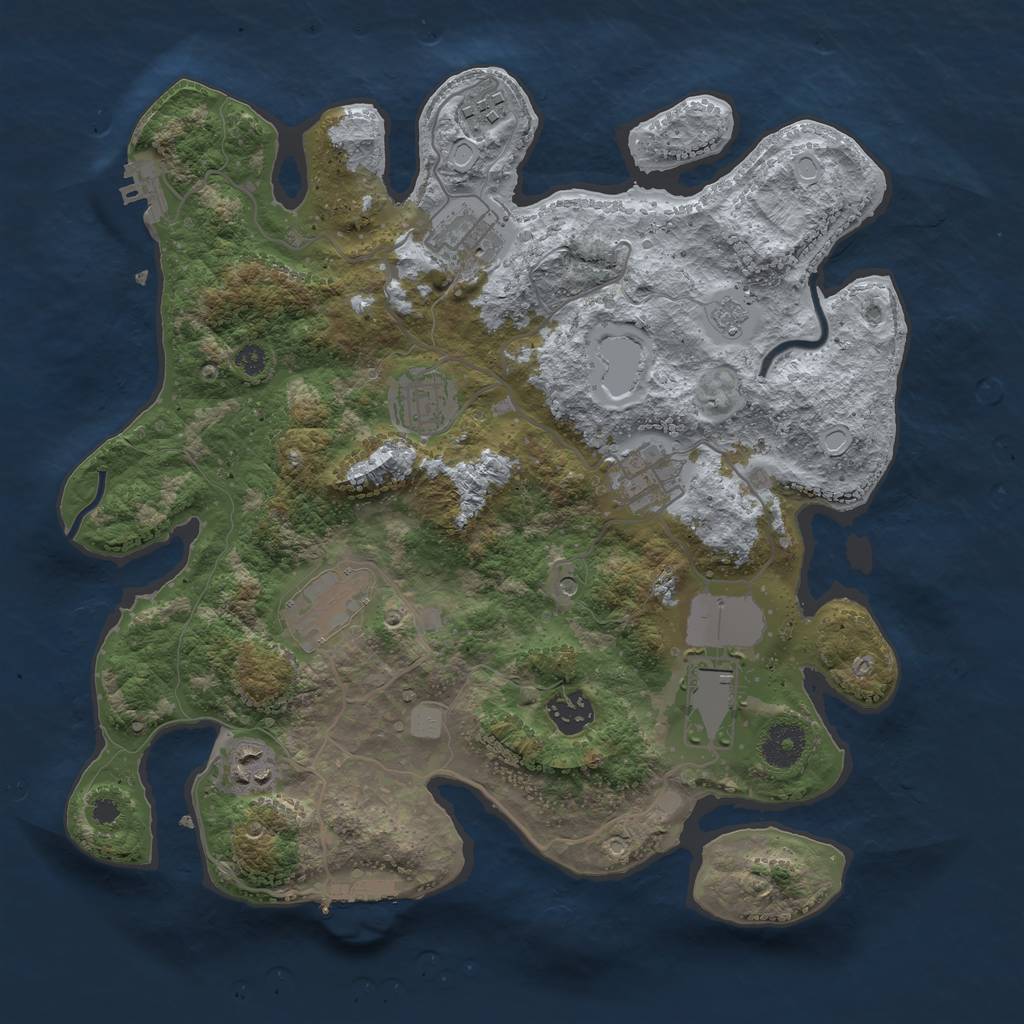 Rust Map: Procedural Map, Size: 3500, Seed: 17575, 17 Monuments