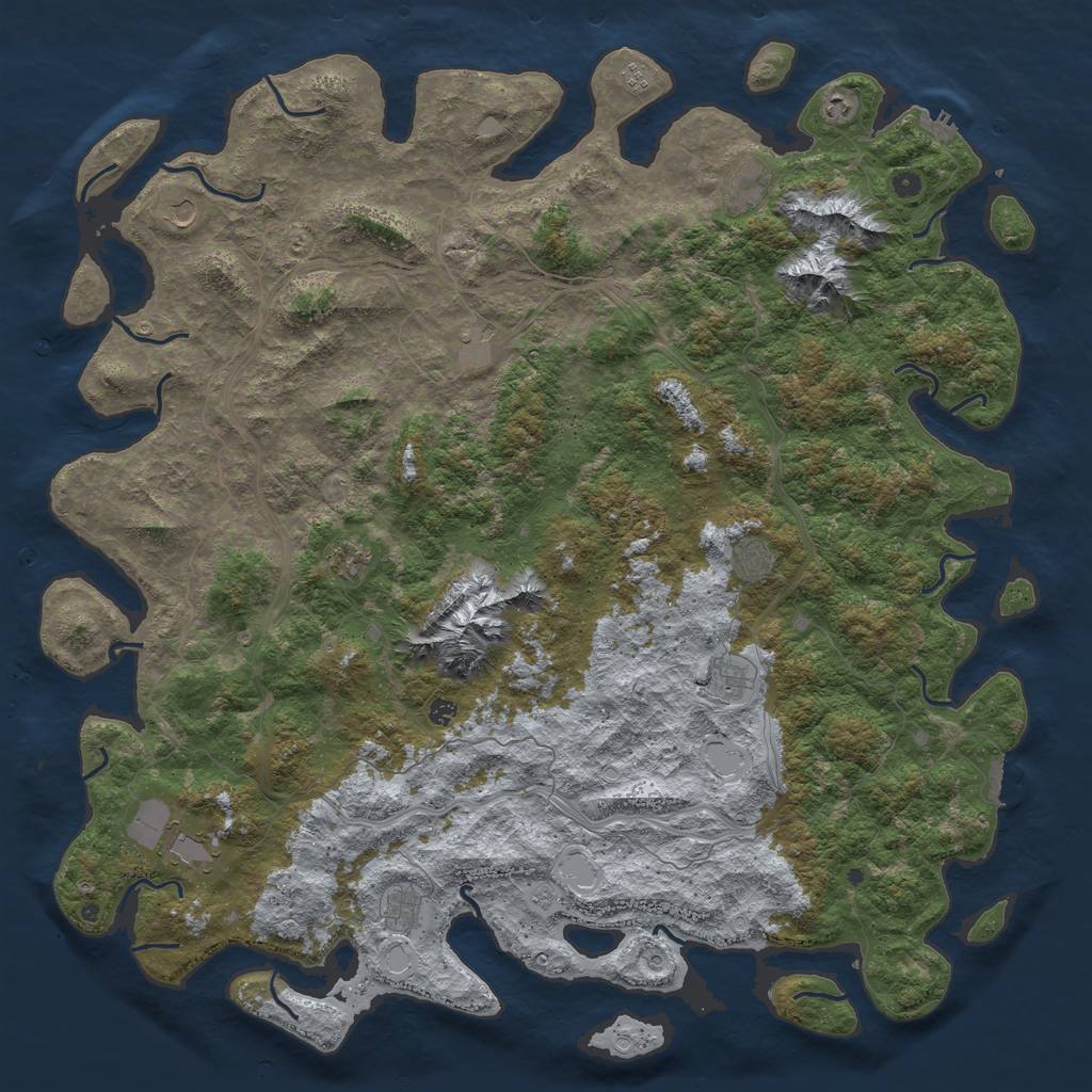 Rust Map: Procedural Map, Size: 6000, Seed: 1887617, 20 Monuments