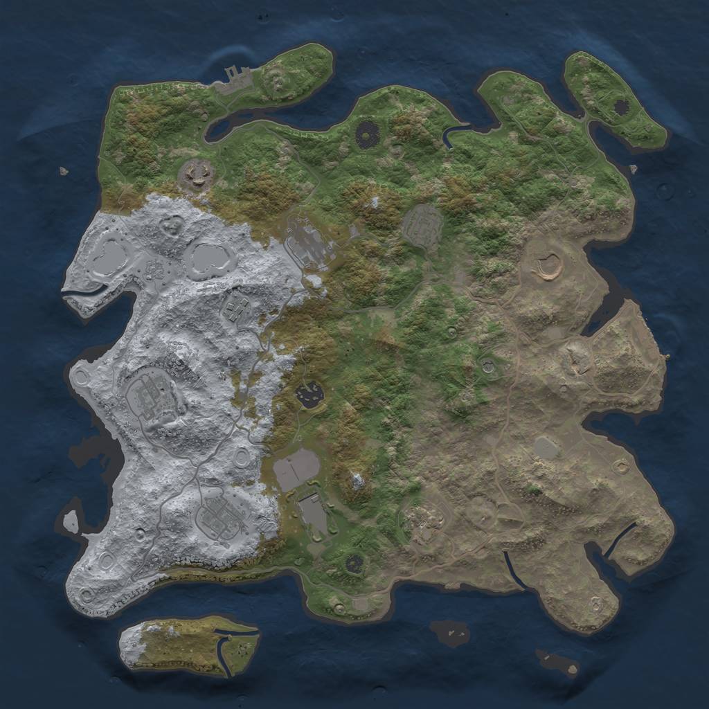 Rust Map: Procedural Map, Size: 4000, Seed: 84254242, 19 Monuments