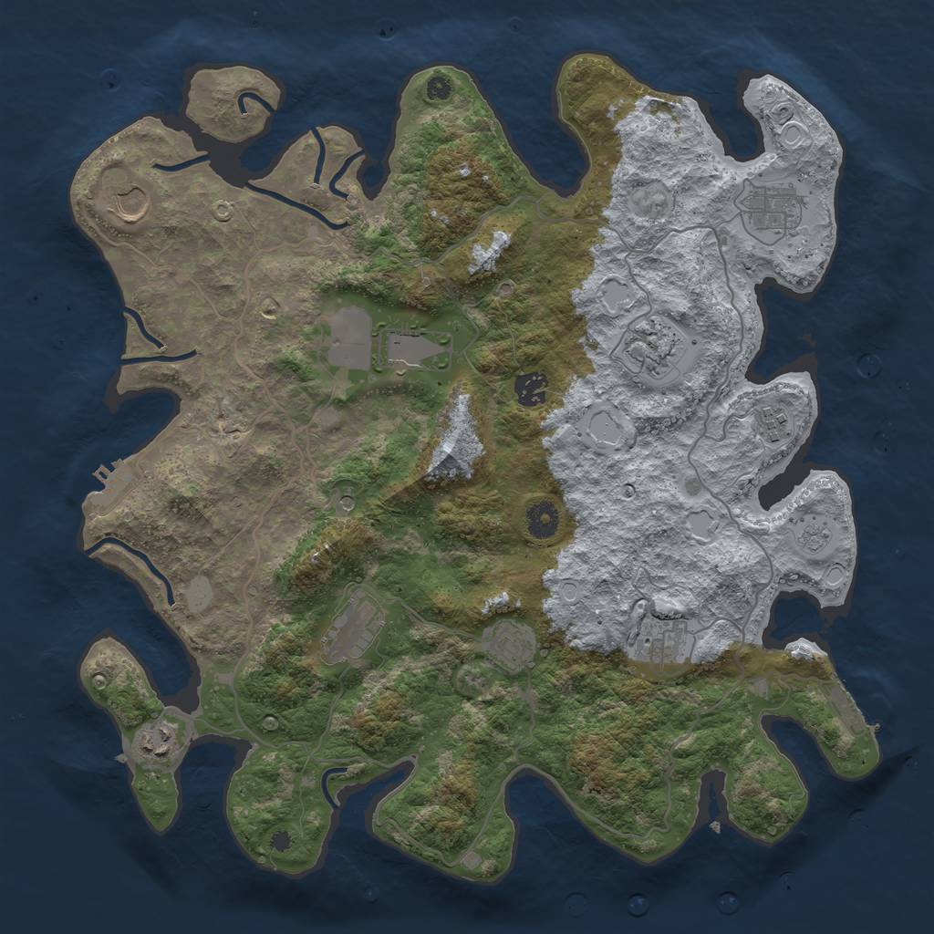 Rust Map: Procedural Map, Size: 4000, Seed: 955638239, 19 Monuments