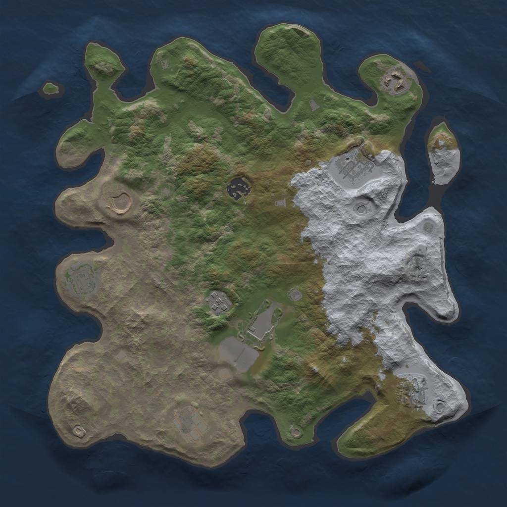 Rust Map: Barren, Size: 3500, Seed: 887230309, 12 Monuments