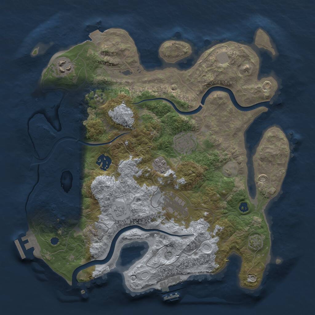 Rust Map: Procedural Map, Size: 3200, Seed: 621972, 11 Monuments