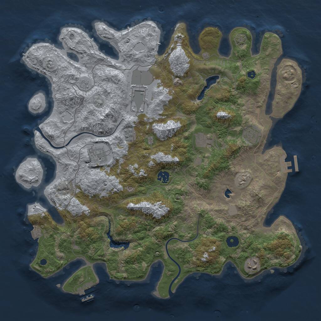 Rust Map: Procedural Map, Size: 4000, Seed: 819207571, 13 Monuments