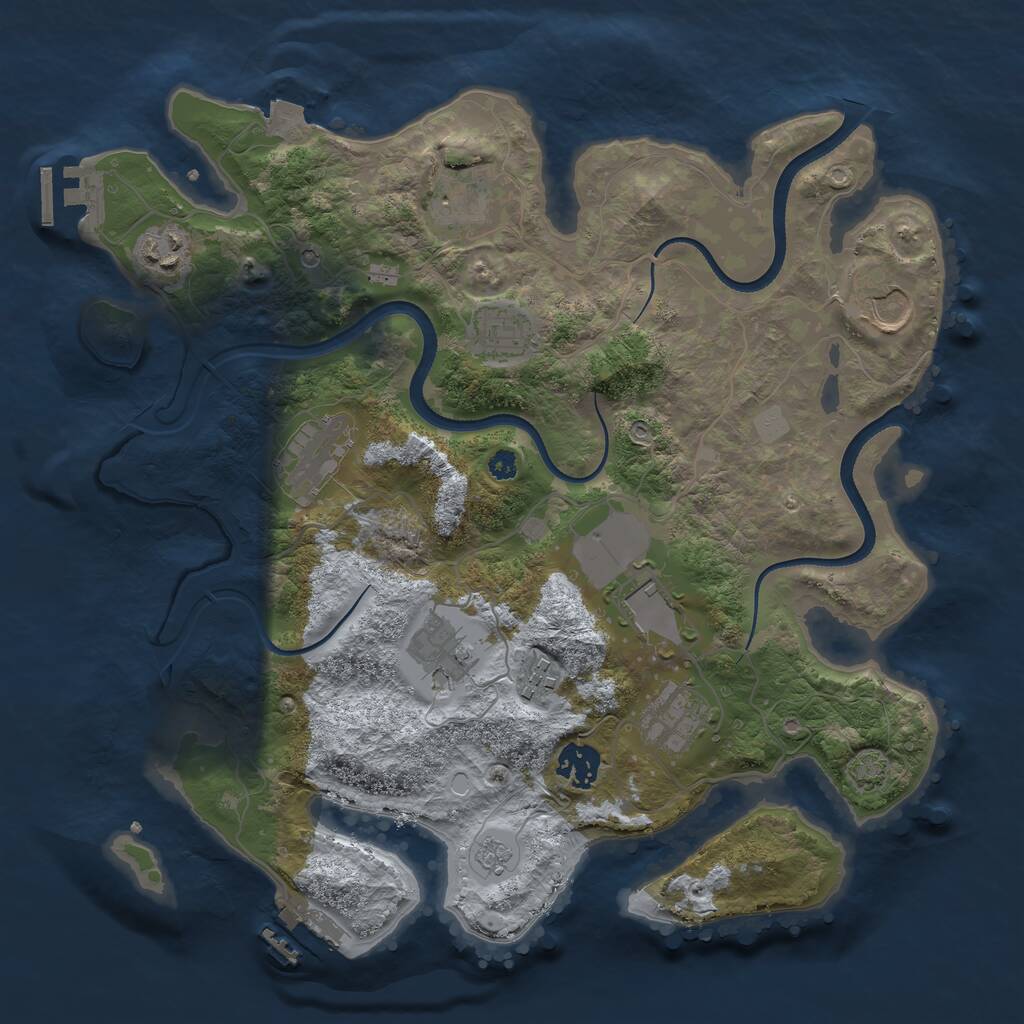 Rust Map: Procedural Map, Size: 3500, Seed: 10085182, 16 Monuments