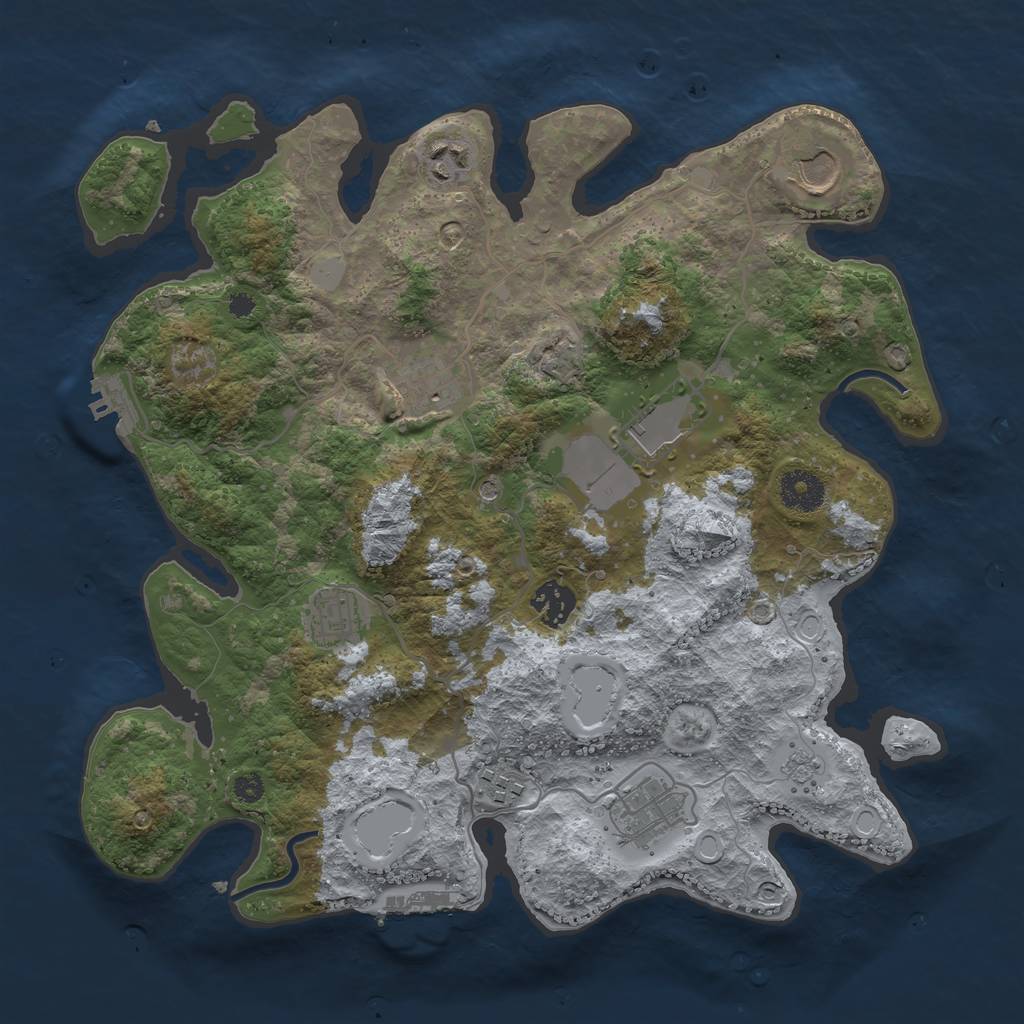 Rust Map: Procedural Map, Size: 3500, Seed: 56431220, 17 Monuments