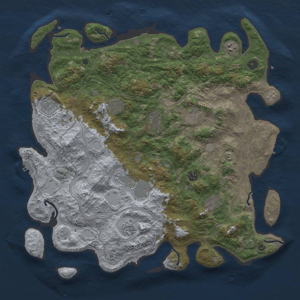 Rust Map: Procedural Map, Size: 4500, Seed: 1408669415, 19 Monuments
