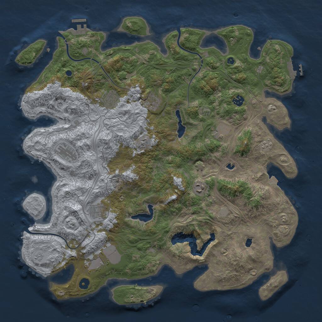 Rust Map: Procedural Map, Size: 4500, Seed: 2071893114, 15 Monuments
