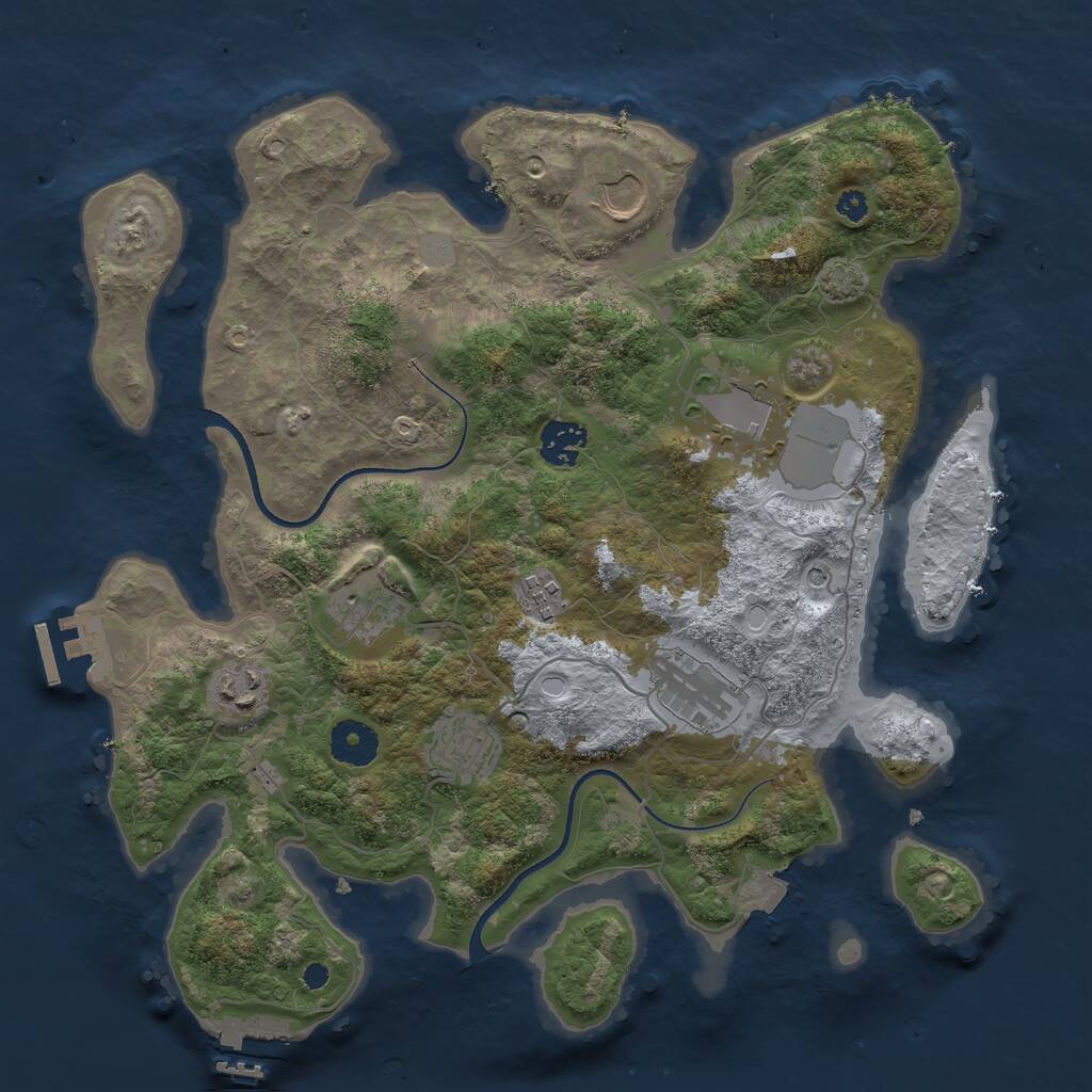 Rust Map: Procedural Map, Size: 3500, Seed: 56705169, 13 Monuments