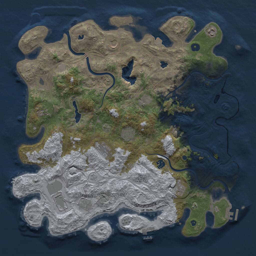 Rust Map: Procedural Map, Size: 4500, Seed: 1356218880, 17 Monuments
