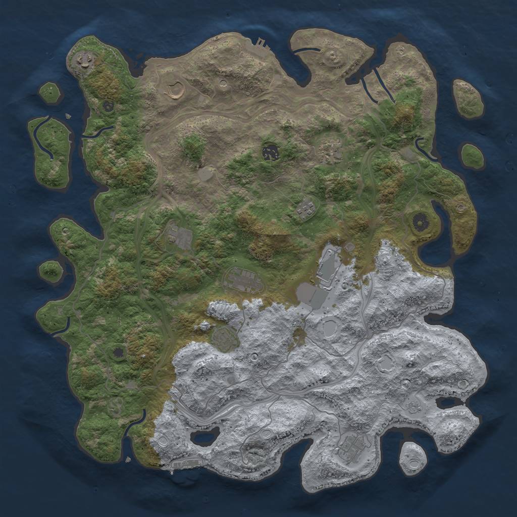 Rust Map: Procedural Map, Size: 4500, Seed: 3608, 19 Monuments