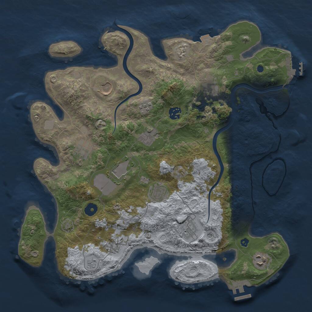 Rust Map: Procedural Map, Size: 3700, Seed: 416956413, 17 Monuments