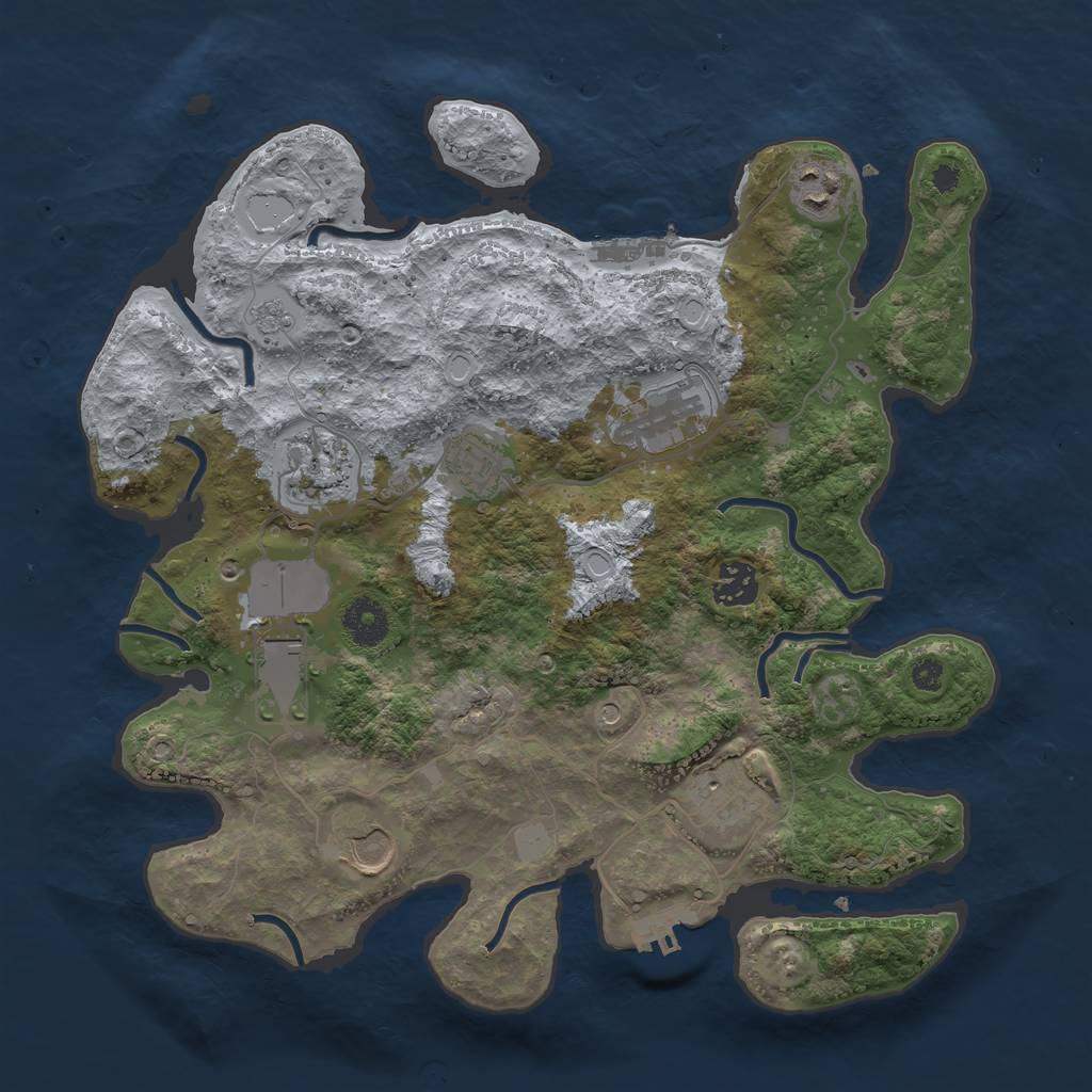Rust Map: Procedural Map, Size: 3500, Seed: 97388475, 17 Monuments