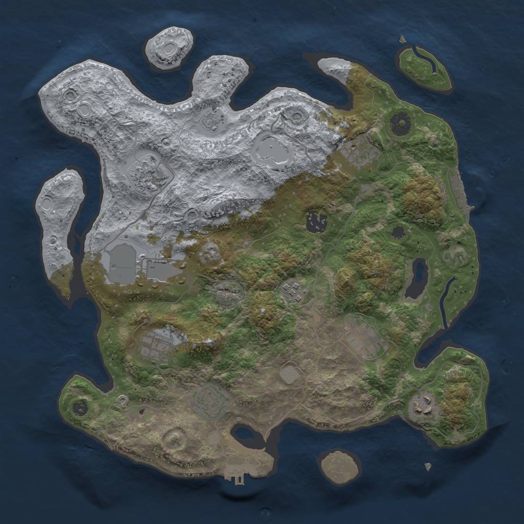 Rust Map: Procedural Map, Size: 3500, Seed: 62183535, 18 Monuments