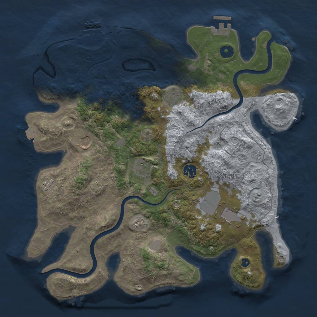 Rust Map: Procedural Map, Size: 3600, Seed: 100000, 12 Monuments