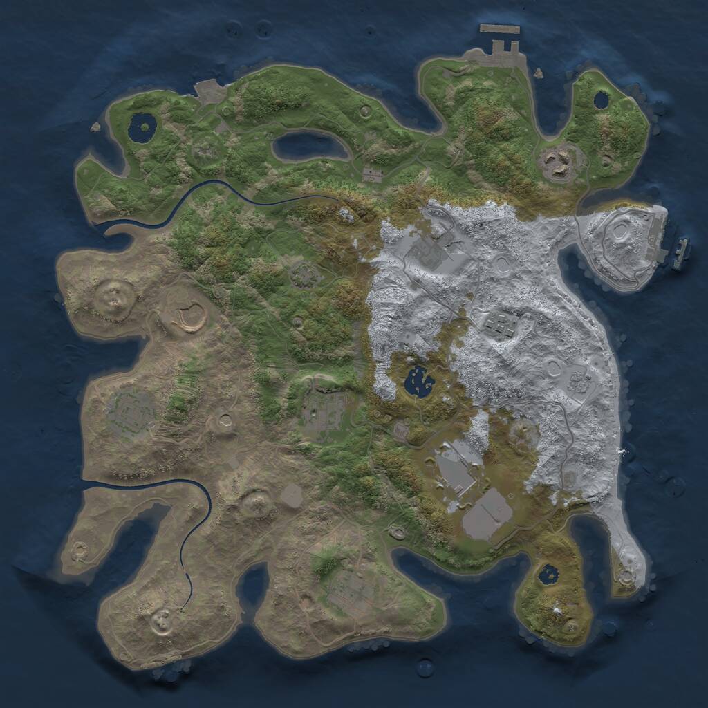 Rust Map: Procedural Map, Size: 3600, Seed: 100000, 15 Monuments