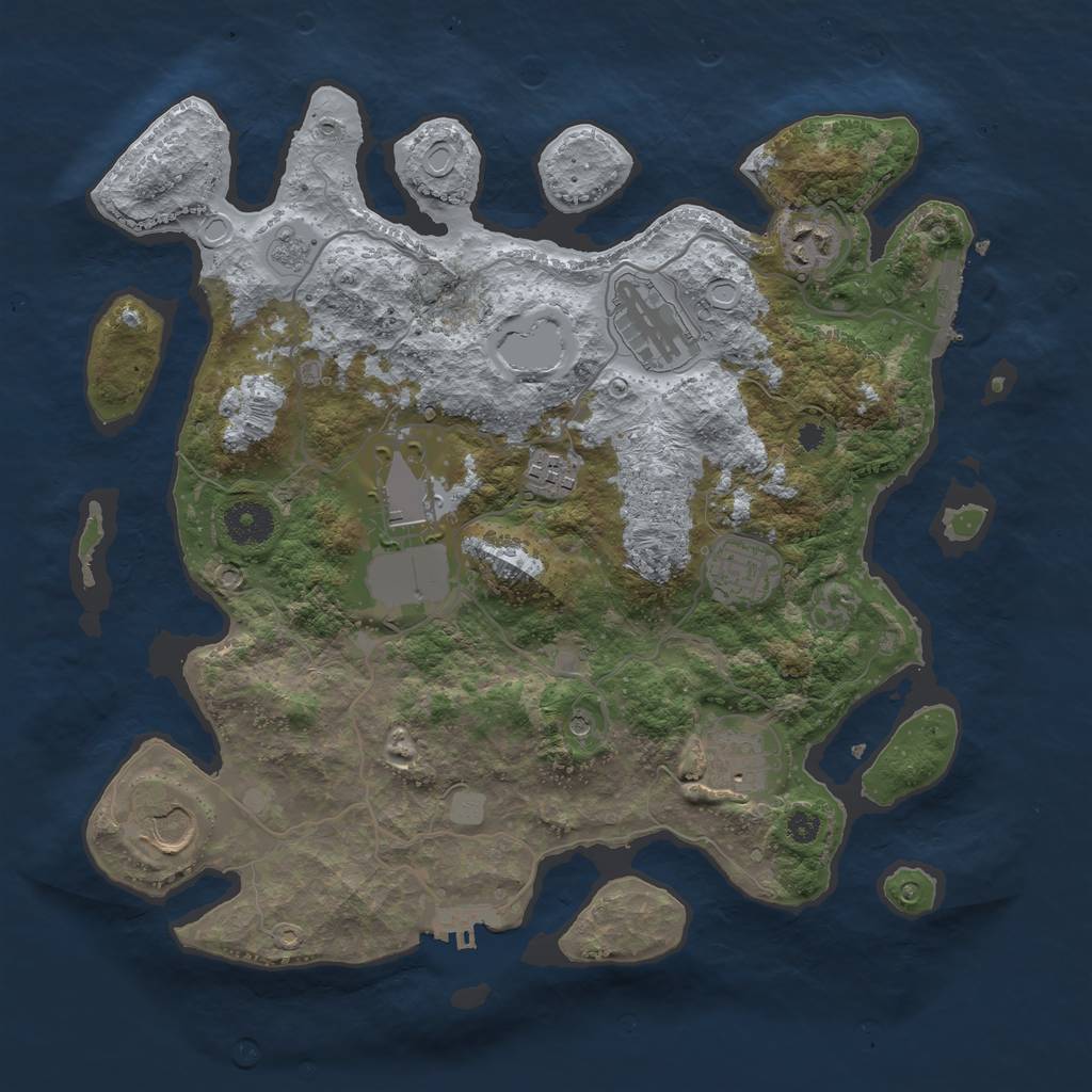 Rust Map: Procedural Map, Size: 3500, Seed: 244070480, 16 Monuments