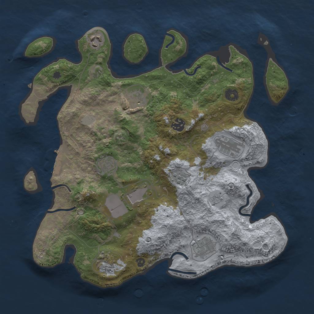 Rust Map: Procedural Map, Size: 3500, Seed: 2033406185, 16 Monuments