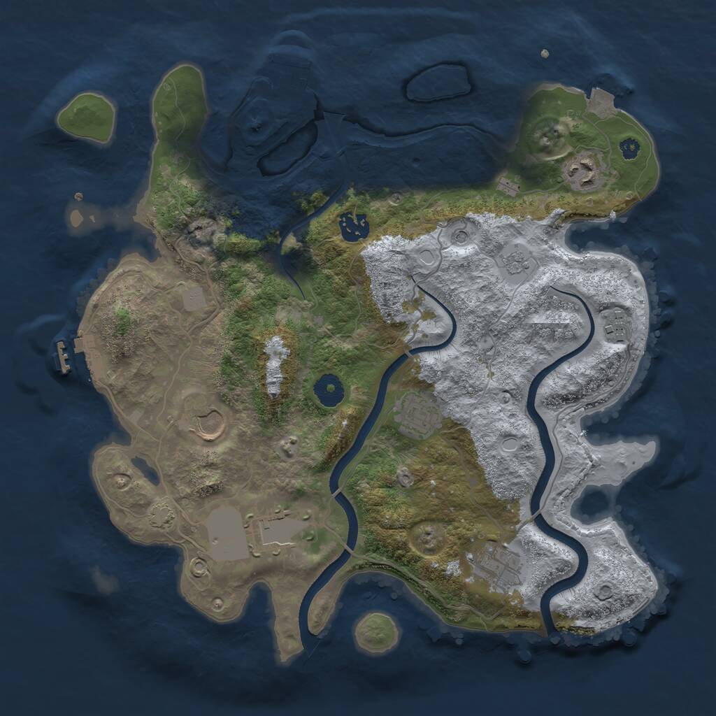 Rust Map: Procedural Map, Size: 3500, Seed: 1991166947, 13 Monuments