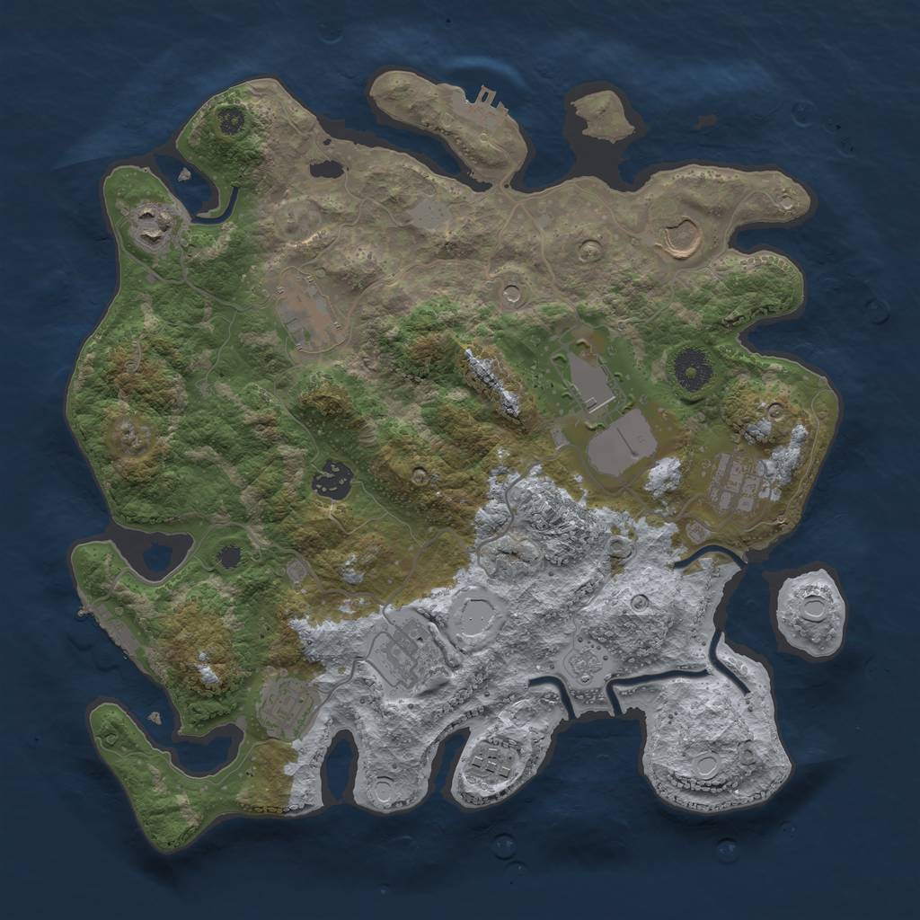 Rust Map: Procedural Map, Size: 3500, Seed: 1265454369, 18 Monuments