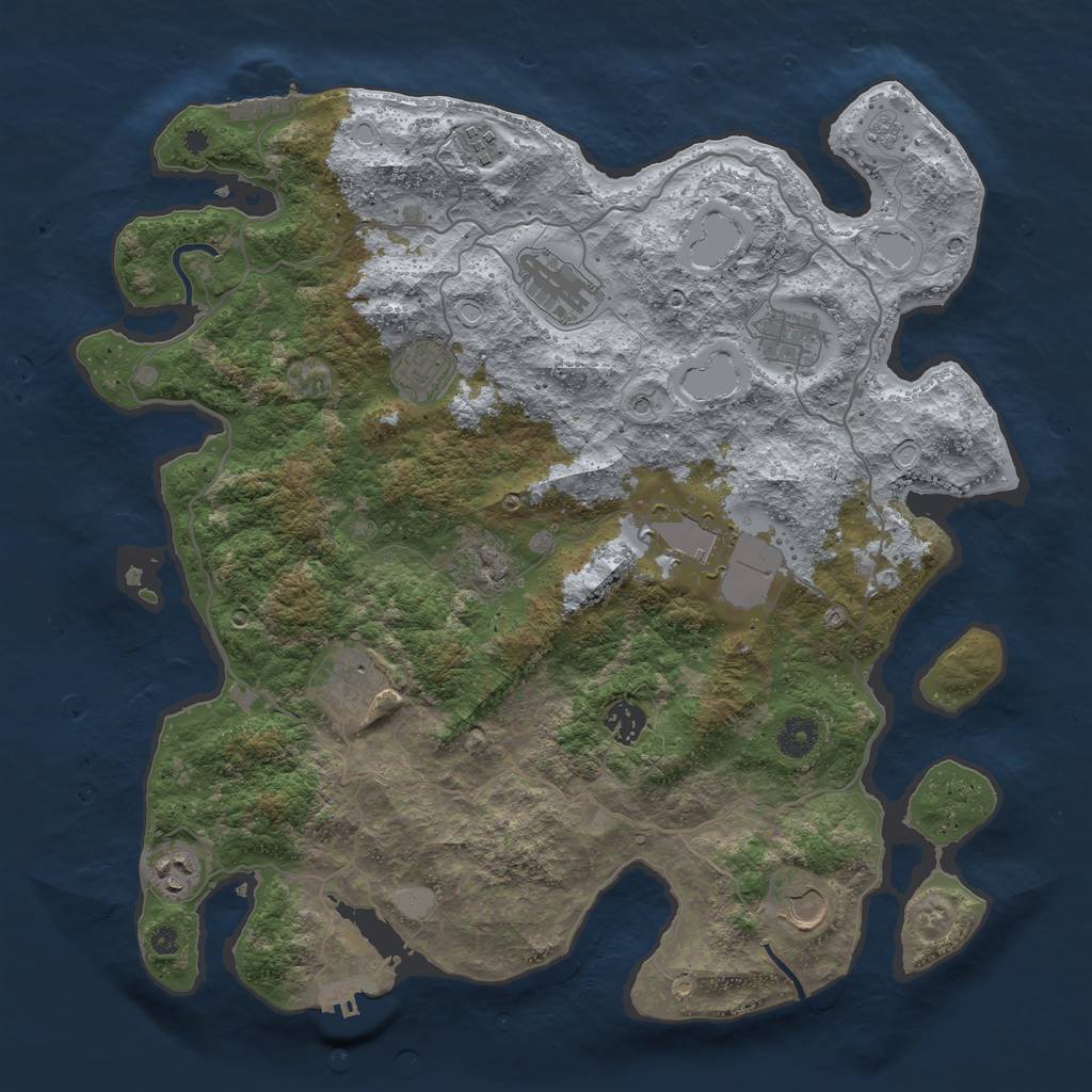 Rust Map: Procedural Map, Size: 4000, Seed: 384578032, 18 Monuments