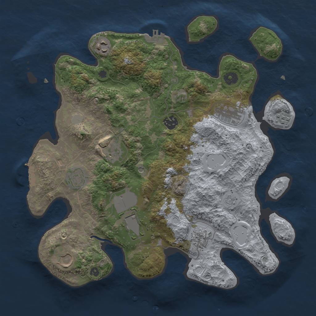 Rust Map: Procedural Map, Size: 3500, Seed: 123645, 18 Monuments