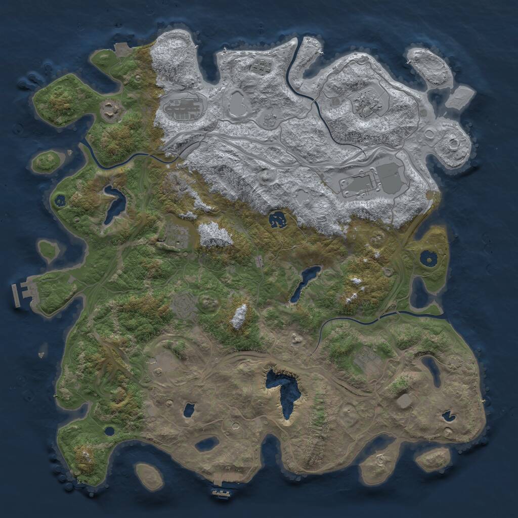 Rust Map: Procedural Map, Size: 4500, Seed: 3514, 16 Monuments