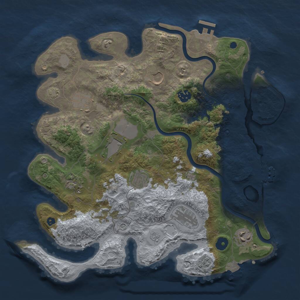 Rust Map: Procedural Map, Size: 3555, Seed: 993459, 15 Monuments