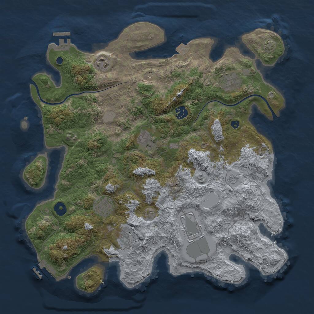 Rust Map: Procedural Map, Size: 3700, Seed: 410781895, 13 Monuments