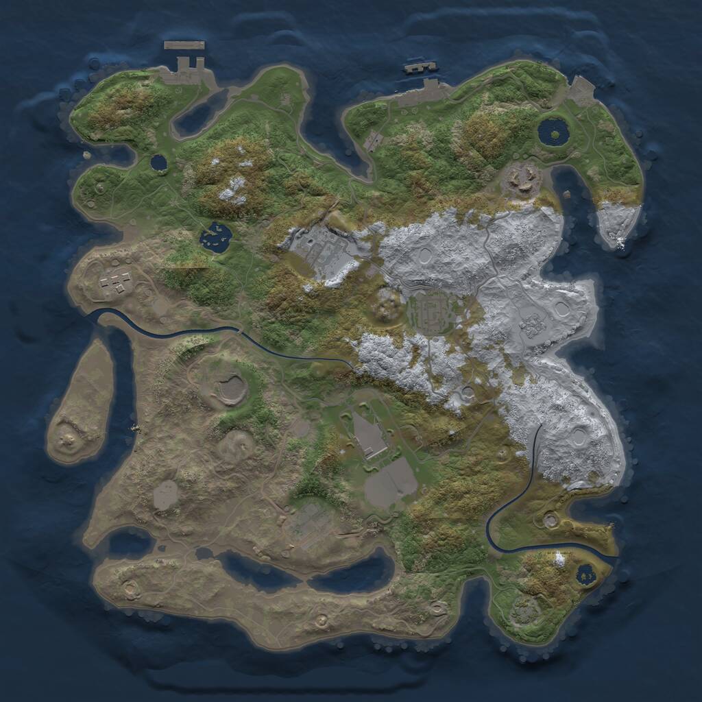 Rust Map: Procedural Map, Size: 3500, Seed: 54734648, 14 Monuments