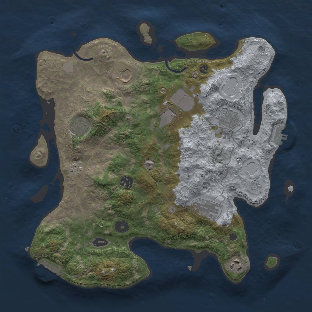 Rust Map: Procedural Map, Size: 3500, Seed: 94544769, 16 Monuments
